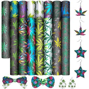 15 Pieces Leaf Patterns Leather Sheets Leaf Print Faux Leather Fabric Assorted Patterns PU Sheets Printed Synthetic for Earrings, Bows, DIY Crafts, 7.89 x 5.9 Inch/ 20 x 15 cm