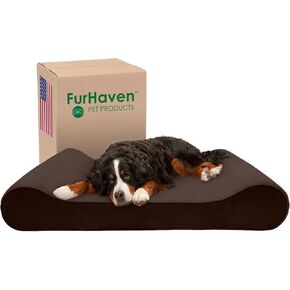 Furhaven Cooling Gel Dog Bed for Extra Large Dogs w/ Removable Washable Cover, For Dogs Up to 180 lbs - Microvelvet Luxe Lounger Contour Mattress - Espresso, Giant/XXXL