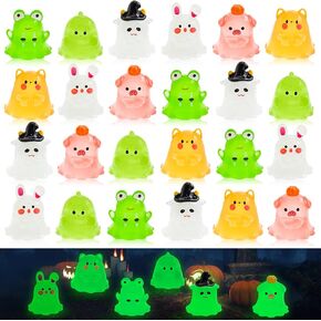 Homico Mini Resin Animals توهج في الخنازير الداكنة والضفادع والأرانب والديناصور