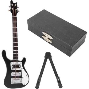 Miniature Stuff, Miniature Wooden Simulation Electric Guitar Model Musical Instrument Ornaments Gifts(Black)