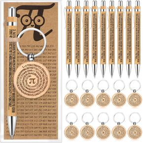 20 Sets Pi Day π Gifts Bulk 20 Pi Bamboo Pens 20 π Wooden Keychains and 20 Bookmarks International Mathematics Day Gift Classroom Awards for Students Teachers Mathematics Lovers Party Favors