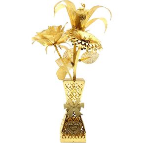 Romantic Golden Flowers Metal Models Kits,Artificial Flowers Metal Puzzle,3D Metal Puzzle for Adults Assembly Brain Teaser Puzzle Suitable for Home Decor Art Craft Unique Gift