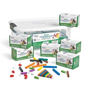 hand2mind Wooden Cuisenaire Rods Classroom Set, Fraction Bars, Montessori Number Rods, Counting Blocks, Math Manipulatives, Math Teacher Supplies, Kindergarten Homeschool Supplies (15 Sets of 74)
