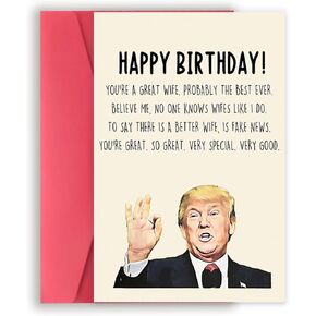 Funny Trump Birthday Card for Husband, Humor Birthday Gifts for Husband from Wife, Unique Husband Birthday Decorations for Men Him, Men Birthday Gifts