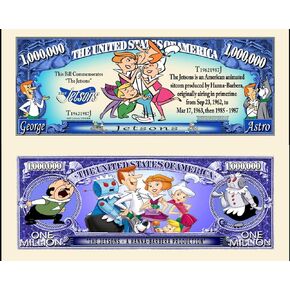 Anime Source The Jetsons Futuristic Family Vintage Cartoon Comic Characters George Astro Commemorative Novelty Million Bill with Semi-Rigid Protector