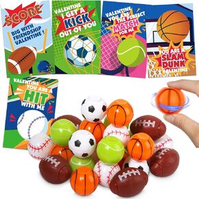 Valentines Day Cards for Kids School, 30 Pack Valentines Cards with Fidget Spinners, 5 Differents Balls with Gift Cards Valentines Day Gifts for Kids Classroom Exchange, Valentines Party Favors