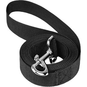 Dog Leash 6 FT, Heavy Duty Nylon Leash for Dogs with Easy to Use Collar Hook, Strong Durable Dog Leashes for Small, Medium and Large Dogs, (Black, 1 inch X 6FT)