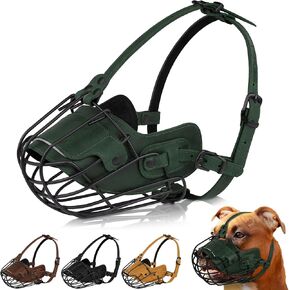 OOPSDOGGY Metal Pitbull Dog Muzzle Leather Leather Leather Scaze Secure Cazzle للكلاب الكبيرة الحجم Amstaff Soft Cage Mazzle لمنع مضغ العض بأشرطة قابلة للتعديل (أسود ، بيتبول) in Kuwait