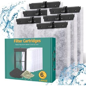 Aquarium Filter Cartridges Large for 20i/40i IQ20/30/45/60 PF20/30/40/60 Fish Tank Filters - Premium Replacement Fish Tank Filter Cartridges - Large 6 Pack