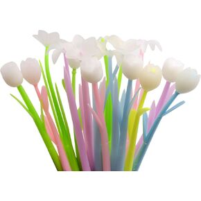 Yyaaloa 20pcs ألوان تغيير أقلام الزهرة novely gel ink pen 10 أنماط أنماط لصالح حفلة عيد ميلاد فتيات الفصول الدراسية للبنات (20pcs مختلطة)