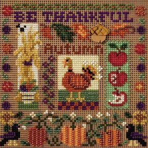 Be Thankful Beaded Counted Cross Stitch Kit Mill Hill Buttons Beads 2007 Autumn MH147202