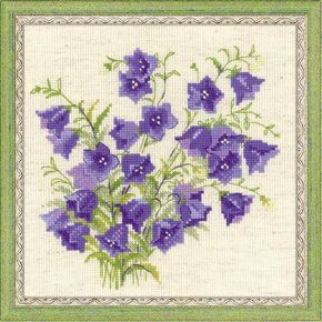 Riolis - Bellflower 1557 ، Floral Cross Stitch Kits 8 "x8" ، مجموعات غرزة متقاطعة للمبتدئين والمقاطع المتقدمة للبالغين ، مجموعات غرز محسوبة ، مجموعة تطريز الزهور