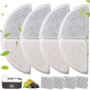 Gimars Cat Water Fountain Filters,4 Pack Replacement Filters with 4 Pack Pre-Filter Sponges Pet Fountain Filter Fit for CYD008 Automatic Pet Water Fountain for Cats and Dogs