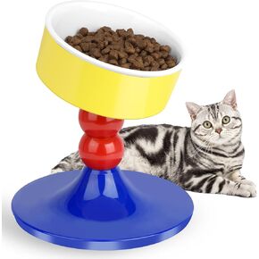 Elevated Cat Bowls, Adjustable Height and Angle Cat Food Bowl Anti Vomiting Raised Cat Bowl Non-Slip Tilted Kitten Bowls Easy to Clean Cat Dishes for Food and Water No Spill