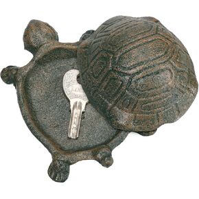 JUXYES Turtle Cast Iron Key Hider Outside Spare Door Key Box Outdoor Small Garden Statues Ornament, Turtle Indoor Decoration Jewelry Trinkets Box for Key, Ear Studs, Ring, Paper Clip