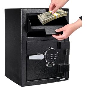 3.5 cu.ft انخفاض شديد في العمل آمن للأعمال التجارية مع لوحة المفاتيح الرقمية ، 27 "× 15.7" × 13.8 "، إيداع آمن مقابل المال مع قطرة من أجل المال والبريد ، الأسود