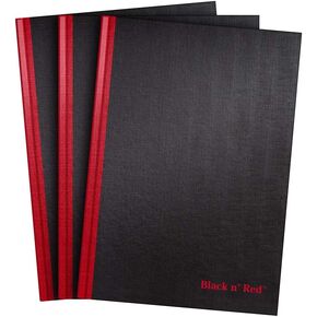 Black n' Red Notebooks, Casebound, Hardcover, 11-3/4" x 8-1/4", Large, 96 Ruled Sheets, 3-Pack (73601)