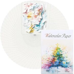 Ddaowanx 120 Sheets Watercolor Paper,140 lb/300 GSM Cold Press Paper White Water Color Paper for Kids Child Students Adults Artists Drawing,Painting Christmas Gift Cards (5 x 7 Inches)