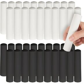 Jumbo Sidewalk Black Chalk Washable White Non Toxic Chalk Bulk Art Play Painting on Chalkboard Playground Blackboard Classroom Outdoor Fun Creativity(60 Pcs)