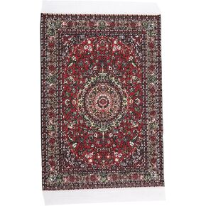 Turkishness Floral Print, Doll House Asseccories Dollhouse Furniture Dollhouse Blankets Dollhouse Accessories 1:12 Miniature Carpet for Miniature Dollhouse(Red Satin)