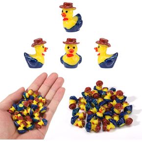 25pcs Mini Resin Cowboy Ducks, Tiny Small Cowboy Sheriff Resin Duck Figurine Miniature Garden Decor for Home Office Car Dashboard Decor Festive Gift(Brown)