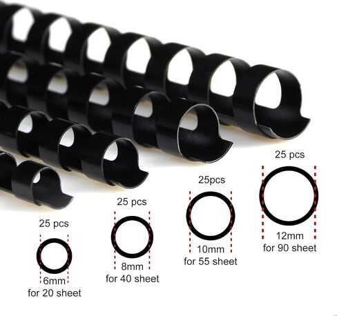 CR21-12141618BK Binding Combs Plastic 21 Ring 25-145 Sheet Capacity, Max Binding A4 Size Paper, 1/2in. 9/16in, 5/8in, 11/16in Black Multi-Size Pack of 80 in Saudi Arabia