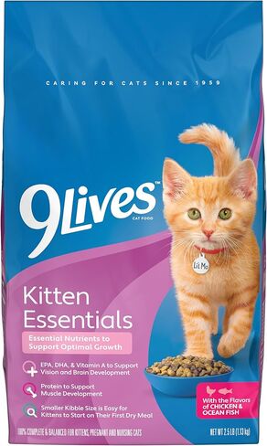 9Lives Daily Essentials طعام القطط الجاف مع نكهات الدجاج ولحم البقر وسلمون ، حقيبة 20 رطل in Kuwait