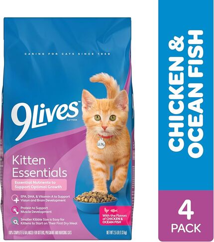 9Lives Daily Essentials طعام القطط الجاف مع نكهات الدجاج ولحم البقر وسلمون ، حقيبة 20 رطل in Kuwait