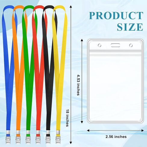 50 Pack Clear Plastic Vertical Name Tag Badge Holder and 50 Pack Black Lanyard Waterproof Name Tag Holder with Lanyard for Adults Kids Office School in Kuwait