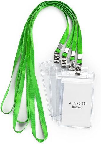 50 Pack Clear Plastic Vertical Name Tag Badge Holder and 50 Pack Black Lanyard Waterproof Name Tag Holder with Lanyard for Adults Kids Office School in Kuwait
