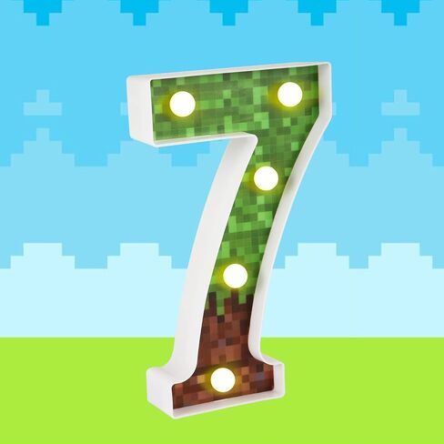 Decorative Led Glowing Numbers, Pixel Game Party Light up Led Pixel Pattern Glowing Numbers Miner Party Table Centerpieces Decorations Supplies for Mosaic Video Games (Number 7) in Saudi Arabia