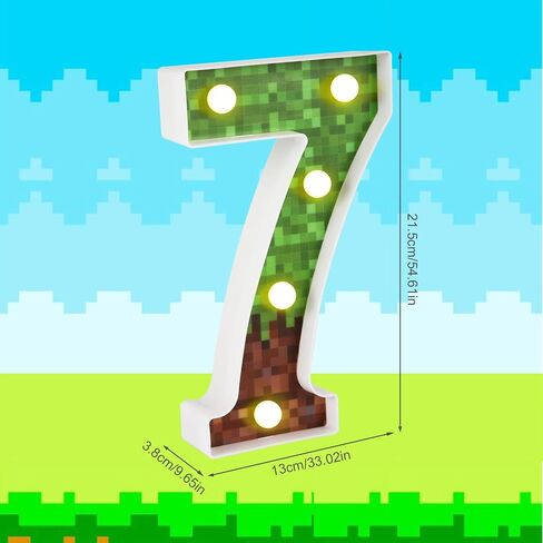 Decorative Led Glowing Numbers, Pixel Game Party Light up Led Pixel Pattern Glowing Numbers Miner Party Table Centerpieces Decorations Supplies for Mosaic Video Games (Number 7) in Saudi Arabia