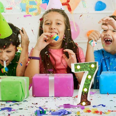Decorative Led Glowing Numbers, Pixel Game Party Light up Led Pixel Pattern Glowing Numbers Miner Party Table Centerpieces Decorations Supplies for Mosaic Video Games (Number 7) in Saudi Arabia