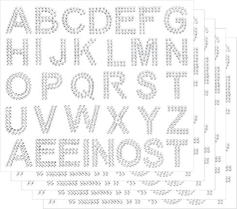 170 PCS Rhinestone Letter Stickers, White Iron on Letter Stickers, 5 Sheets Large Glitter Alphabet Stickers, Self-Adhesive 34 Diamond Letter Sticker for Clothing DIY Art Crafts Decors Water Bottles in Saudi Arabia