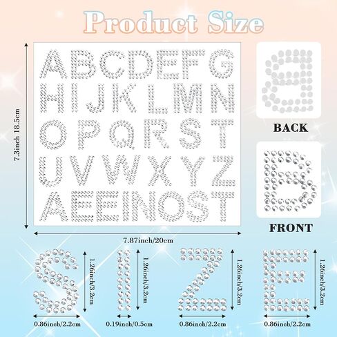 170 PCS Rhinestone Letter Stickers, White Iron on Letter Stickers, 5 Sheets Large Glitter Alphabet Stickers, Self-Adhesive 34 Diamond Letter Sticker for Clothing DIY Art Crafts Decors Water Bottles in Saudi Arabia