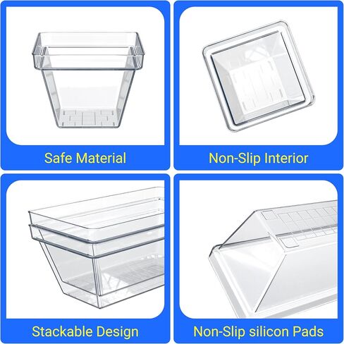 YAN & HIN Set of 72 Stackable Non-Slip Acrylic Organizers - Modern Minimalist Clear Drawer Organizer for Makeup, Kitchen, Desk & Office in Saudi Arabia