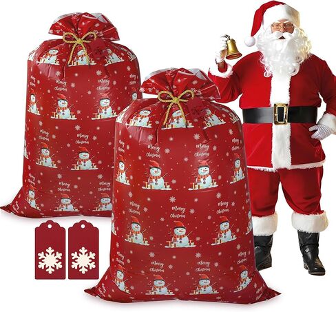 2 Pcs Birthday Gift Bag,Large Gift Bags 57"x 37" Giant Present Bag for Huge Gifts,Large Plastic Gifts Bags with Tags Ropes for Bulk,Jumbo Present,Holiday,Kids,Party Supplies,Happy Birthday Decorations in Kuwait