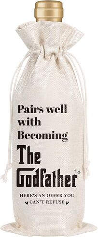 Wxiben Godfather Proposal Gifts Wine Bag Godfather Gifts from Godchild Pairs Well With Becoming the Godfather Wine Bags Appreciation Christening Baptism Gift For Godparent God Father Uncle in Kuwait