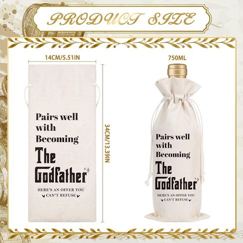 Wxiben Godfather Proposal Gifts Wine Bag Godfather Gifts from Godchild Pairs Well With Becoming the Godfather Wine Bags Appreciation Christening Baptism Gift For Godparent God Father Uncle in Kuwait
