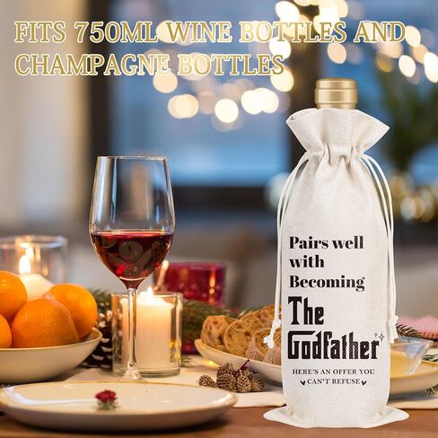 Wxiben Godfather Proposal Gifts Wine Bag Godfather Gifts from Godchild Pairs Well With Becoming the Godfather Wine Bags Appreciation Christening Baptism Gift For Godparent God Father Uncle in Kuwait