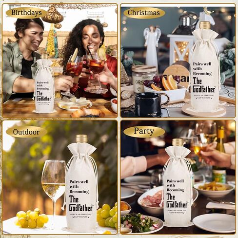 Wxiben Godfather Proposal Gifts Wine Bag Godfather Gifts from Godchild Pairs Well With Becoming the Godfather Wine Bags Appreciation Christening Baptism Gift For Godparent God Father Uncle in Kuwait