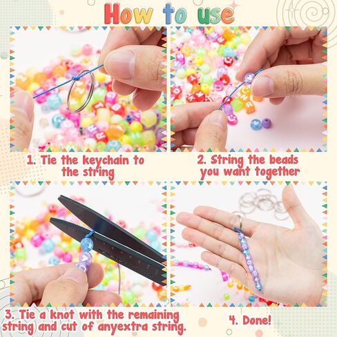 ERguanfoiun 326Pcs DIY Keychain Making Crafts Kits Colorful Smile Letter Bead for Bracelet Making Heart Pony Alphabet Bead Jewelry Key Ring Bag Charm Accessories Supplies Festival Valentine's Day Gift in Saudi Arabia