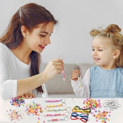 ERguanfoiun 326Pcs DIY Keychain Making Crafts Kits Colorful Smile Letter Bead for Bracelet Making Heart Pony Alphabet Bead Jewelry Key Ring Bag Charm Accessories Supplies Festival Valentine's Day Gift in Saudi Arabia