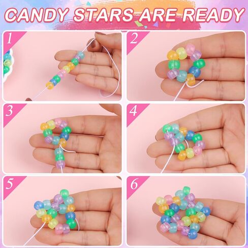 1200pcs Glow in The Dark Pony Beads UV Beads Hair Beads for Braiding Kandi Friendship Bracelet Beads DIY Craft Supplies Plastic Beads and Decorations with Four Colors Elastic Cord in Saudi Arabia