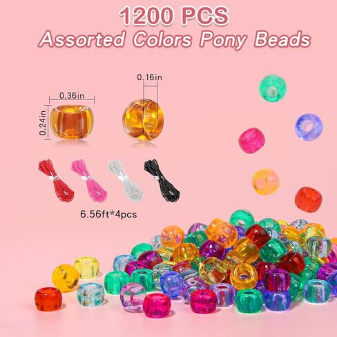 1200pcs توهج في حبات المهر المظلمة UV حبات الشعر لتجديل سوار الصداقة Kandi حبات DIY Craft حبات البلاستي in Kuwait
