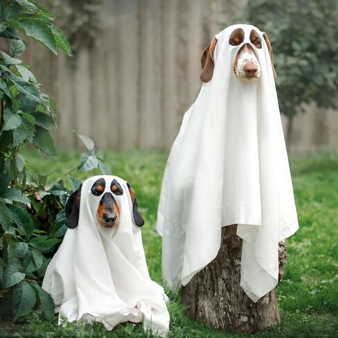 Halloween Ghost Dog Costume Dog White Costumes Ghost Costumes for Dogs Cats with Ear Opened Halloween Dog Cosplay Costume Halloween Trick or Treat Party Cosplay for Dog, Large in Saudi Arabia