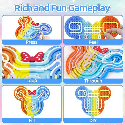 Sensory Activity Board: Silicone Fidget Toy for Kids & Adults | Stress Anxiety Relief, Calming ADHD & Autism | Sensory Toys Silent No Mess Focus with 12 Strings | Ages 3+ in Saudi Arabia