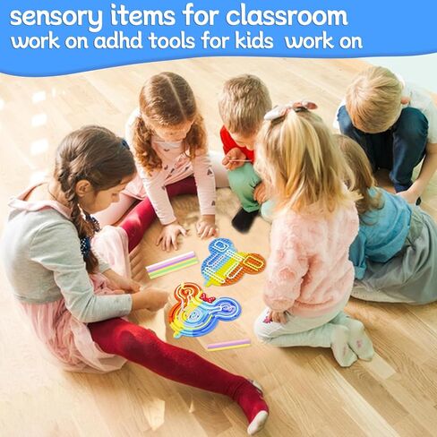 Sensory Activity Board: Silicone Fidget Toy for Kids & Adults | Stress Anxiety Relief, Calming ADHD & Autism | Sensory Toys Silent No Mess Focus with 12 Strings | Ages 3+ in Saudi Arabia