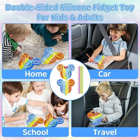 Sensory Activity Board: Silicone Fidget Toy for Kids & Adults | Stress Anxiety Relief, Calming ADHD & Autism | Sensory Toys Silent No Mess Focus with 12 Strings | Ages 3+ in Saudi Arabia