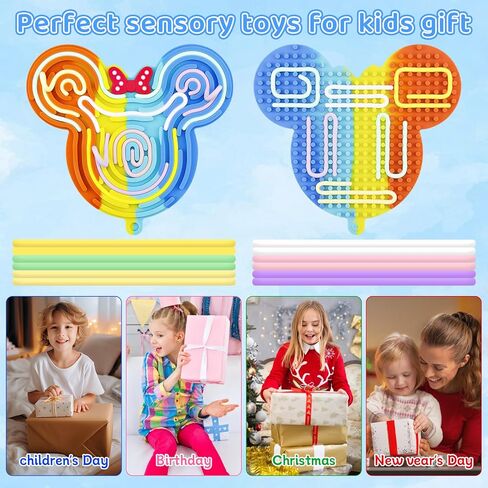 Sensory Activity Board: Silicone Fidget Toy for Kids & Adults | Stress Anxiety Relief, Calming ADHD & Autism | Sensory Toys Silent No Mess Focus with 12 Strings | Ages 3+ in Saudi Arabia